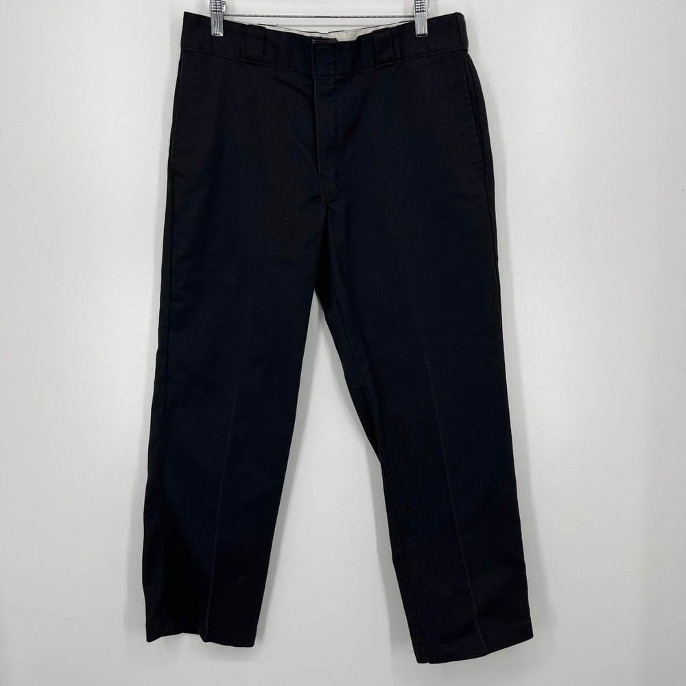 Dickies 874 Original Fit Pants Men's Size 32 Black Solid Flat Front Zip Fly